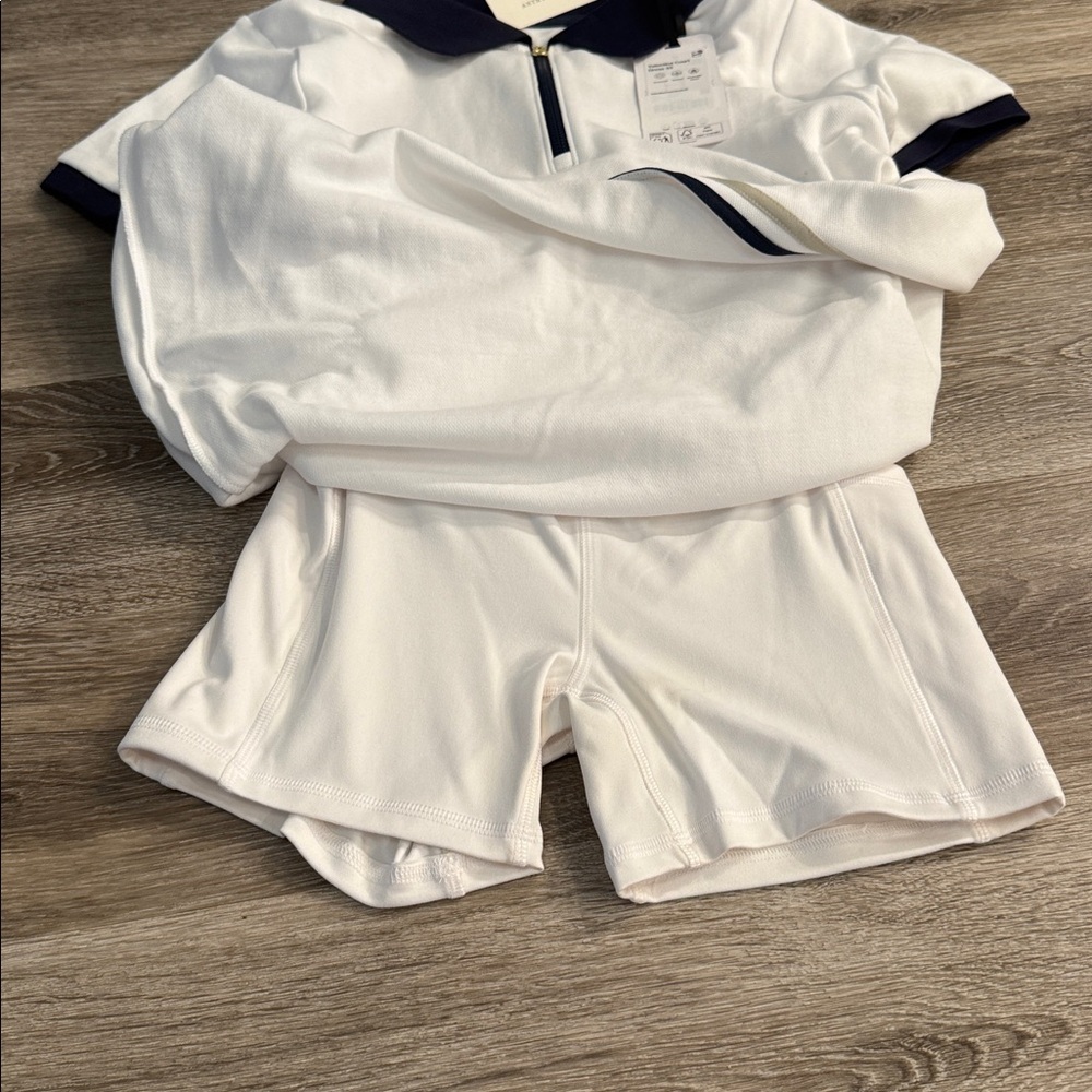 VARLEY VALENTINA COURT POLO MINI DRESS white Navy with shorts sz small S - Picture 7 of 7